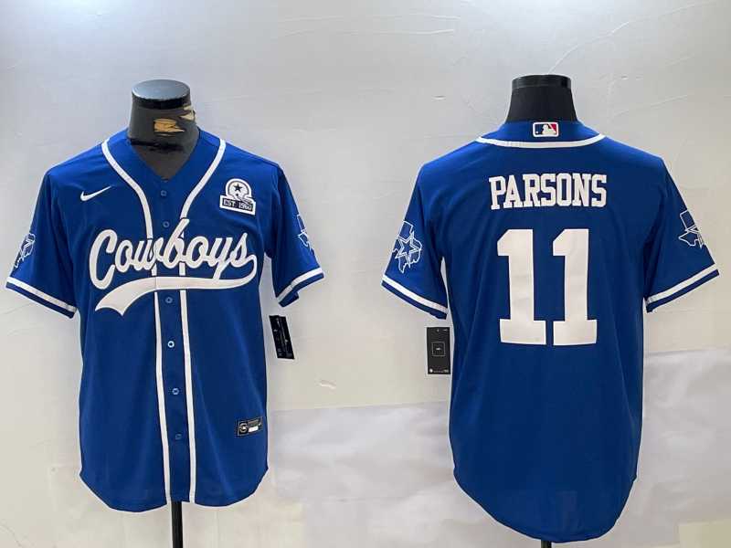 Men%27s Dallas Cowboys #11 Micah Parsons Light Blue 1960 Patch Stitched Cool Base Nike Baseball Jersey